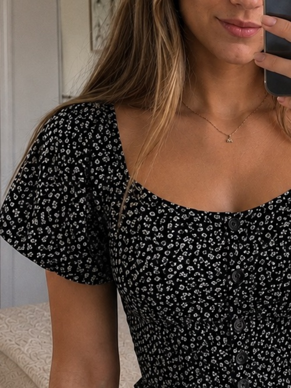 Floral Black Crop Top